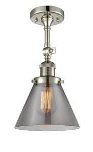 Large Cone 1 Light Semi-Flush Mount In Polished Nickel (201F-Pn-G43)