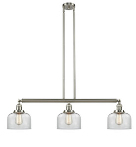 Large Bell 3 Light Island Light In Brushed Satin Nickel (213-Sn-G72)