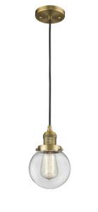 Beacon 1 Light Mini Pendant In Brushed Brass (201C-Bb-G202-6)