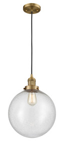 Beacon 1 Light Mini Pendant In Brushed Brass (201C-Bb-G204-12)