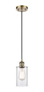 Clymer 1 Light Mini Pendant In Antique Brass (516-1P-Ab-G802) Clymer 1 Light Mini Pendant In Antique Brass (516-1P-Ab-G802)