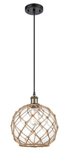 Farmhouse Rope 1 Light Mini Pendant, Black Antique Brass (516-1P-Bab-G122-10Rb)