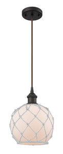 Farmhouse Rope 1 Light Mini Pendant In Oil Rubbed Bronze (516-1P-Ob-G121-8Rw) Farmhouse Rope 1 Light Mini Pendant In Oil Rubbed Bronze (516-1P-Ob-G121-8Rw)