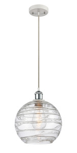Deco Swirl 1 Light Mini Pendant In White & Polished Chrome (516-1P-Wpc-G1213-10)