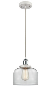 Large Bell 1 Light Mini Pendant In White & Polished Chrome (916-1P-Wpc-G72)