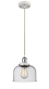 Large Bell 1 Light Mini Pendant In White & Polished Chrome (916-1P-Wpc-G74)