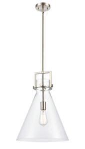 Newton Cone 1 Light Pendant In Brushed Satin Nickel (411-1S-Sn-14Cl)