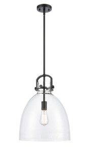 Newton Bell 1 Light Pendant In Matte Black (412-1S-Bk-14Cl)