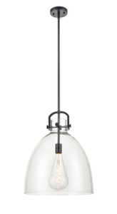 Newton Bell 1 Light Pendant In Matte Black (412-1S-Bk-16Cl)
