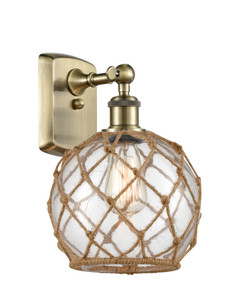 Farmhouse Rope 1 Light Sconce In Antique Brass (516-1W-Ab-G122-8Rb) Farmhouse Rope 1 Light Sconce In Antique Brass (516-1W-Ab-G122-8Rb)