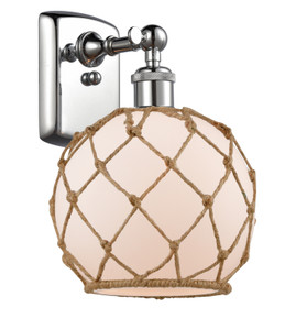 Farmhouse Rope 1 Light Sconce In Polished Chrome (516-1W-Pc-G121-8Rb) Farmhouse Rope 1 Light Sconce In Polished Chrome (516-1W-Pc-G121-8Rb)