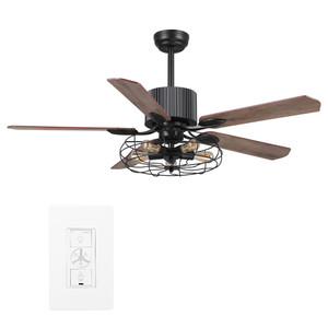 Helston 52" Black Indoor Smart Ceiling Fan, Light Kit (VWGS-525D-L12-BB-1) Helston 52" Black Indoor Smart Ceiling Fan, Light Kit (VWGS-525D-L12-BB-1)