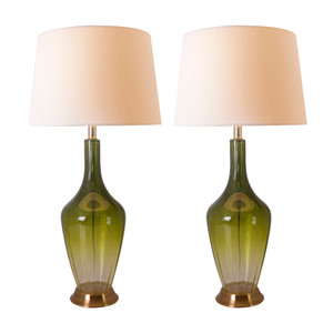 Clavel 1 Light Table Lamp, Green Ombre, White Fabric Shade (VT-G31012A2) Clavel 1 Light Table Lamp, Green Ombre, White Fabric Shade (VT-G31012A2)