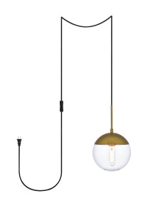 Eclipse 1 Light Brass Plug In Pendant With Clear Glass (LDPG6031BR) Eclipse 1 Light Brass Plug In Pendant With Clear Glass (LDPG6031BR)