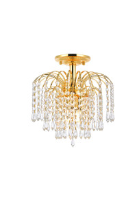 Falls 3 Light Gold Flush Mount With Clear Crystal (V6801F12G/RC)
