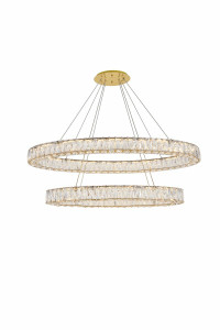 Monroe Integrated Led Light Gold Chandelier Clear Royal Cut Crystal (3503D40G)