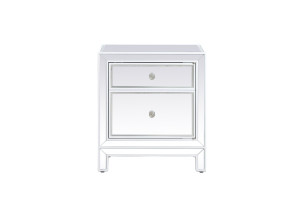 21 Inch Mirrored End Table In White (MF72016WH)