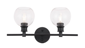 Collier 2 Light Black And Clear Glass Wall Sconce (LD2314BK)