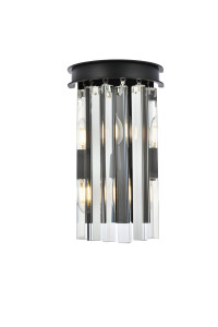 Sydney 2 Light Matte Black Wall Sconce Clear Royal Cut Crystal (1208W8MB/RC)