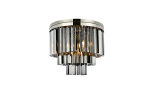 Sydney 9 Light Polished Nickel Flush Mount Silver Shade (Grey) Royal Cut Crystal (1201F20PN-SS/RC)