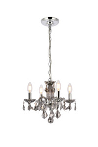 Rococo 4 Light Silver Shade Pendant Silver Shade (Grey) Royal Cut Crystal (V7804D15SS-SS/RC)