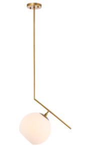 Ryland 1 Light Brass And Frosted White Glass Pendant (LD8049D10BR) Ryland 1 Light Brass And Frosted White Glass Pendant (LD8049D10BR)