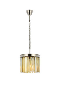 Sydney 3 Light Polished Nickel Pendant Golden Teak (Smoky) Royal Cut Crystal (1208D12PN-GT/RC)