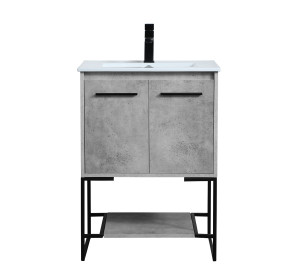 24 Inch  Single Bathroom Vanity In Concrete Grey (VF42024CG)