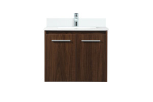 24 Inch Single Bathroom Vanity In Walnut With Backsplash (VF44524MWT-BS)