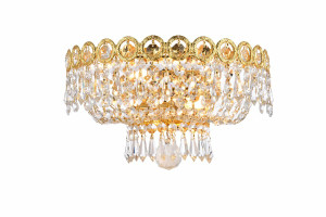 Century 2 Light Gold Wall Sconce Clear Royal Cut Crystal (V1900W12G/RC)