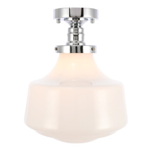 Lyle 1 Light Chrome Flush Mount With Frosted White Glass (LD6244C)