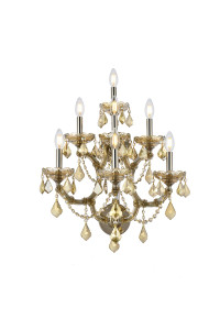 Maria Theresa 7 Light Golden Teak Wall Sconce Golden Teak (Smoky) Royal Cut Crystal (2800W7GT-GT/RC)