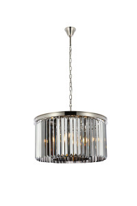 Sydney 8 Light Polished Nickel Chandelier Silver Shade (Grey) Royal Cut Crystal (1238D26PN-SS/RC)