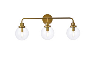 Hanson 3 Lights Bath Sconce In Brass With Clear Shade (LD7035W28BR)