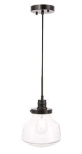 Lyle 1 Light Black And Clear Seeded Glass Pendant (LD6252BK) Lyle 1 Light Black And Clear Seeded Glass Pendant (LD6252BK)