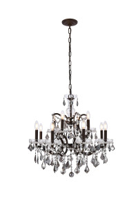 Elena 12 Light Rustic Intent Chandelier With Crystal (1138D26RI-SS/RC)
