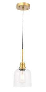 Gabe 1 Light Brass Pendant With Clear Seeded Glass (LD6212BR) Gabe 1 Light Brass Pendant With Clear Seeded Glass (LD6212BR)