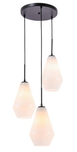 Gene 3 Light Black Pendant With Frosted White Glass (LD2263BK)
