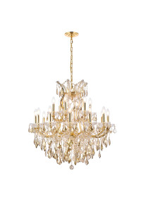Maria Theresa 19 Light Gold Chandelier Golden Teak (Smoky) Royal Cut Crystal (2800D30G-GT/RC)