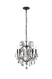 Elena 5 Light Rustic Intent Pendant With Crystal (1138D18RI-SS/RC)