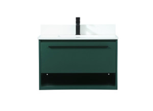 30 Inch Single Bathroom Vanity In Green With Backsplash (VF43530MGN-BS)