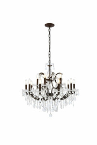 Elena 15 Light Rustic Intent Chandelier With Clear Crystal (1138D30RI/RC)