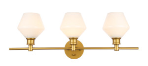 Gene 3 Light Brass And Frosted White Glass Wall Sconce (LD2317BR)