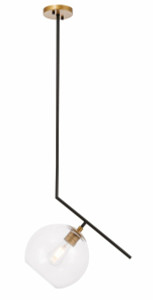 Ryland 1 Light Black And Brass Pendant With Clear Glass (LD8035D10BK) Ryland 1 Light Black And Brass Pendant With Clear Glass (LD8035D10BK)
