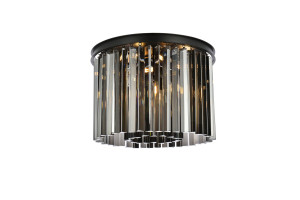 Sydney 6 Light Matte Black Flush Mount Silver Shade (Grey) Royal Cut Crystal (1208F20MB-SS/RC)