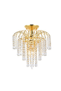 Falls 4 Light Gold Flush Mount With Clear Crystal (V6801F16G/RC)