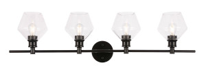 Gene 4 Light Black And Clear Glass Wall Sconce (LD2320BK)