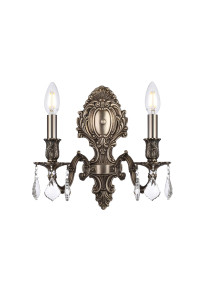 Monarch 2 Light Pewter Wall Sconce Clear Royal Cut Crystal (9602W10PW/RC)