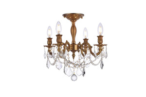 Rosalia 4 Light French Gold Flush Mount Clear Royal Cut Crystal (9204F17FG/RC)