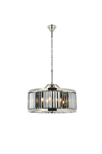 Chelsea 8 Light Polished Nickel Chandelier Silver Shade (Grey) Royal Cut Crystal (1233D28PN-SS/RC) Chelsea 8 Light Polished Nickel Chandelier Silver Shade (Grey) Royal Cut Crystal (1233D28PN-SS/RC)